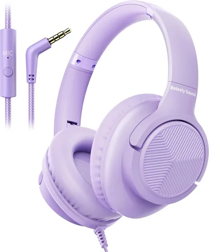 Vista 8 de Auriculares con cable con micrófono para escuela, auriculares con cable