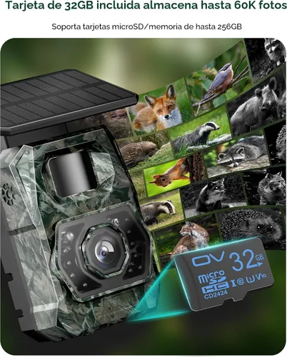 Vista 4 de Cámara de Rastreo Solar WiFi Bluetooth - Cámaras de Caza con Visión Nocturna, Sensor de Movimiento, Impermeable, Cámara de Ciervos Recargable
