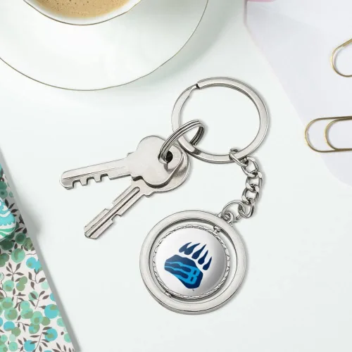 Vista 5 de GRAPHICS & MORE Bob Jones University Secondary Logo Keychain Spinning Round Chrome Plated Metal