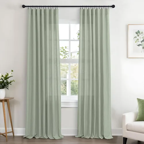 Vista 133 de KOUFALL Juego de 2 cortinas de puerta francesa, cortinas de lino para puerta/ventana, cortina transparente boho para cristal lateral delantero