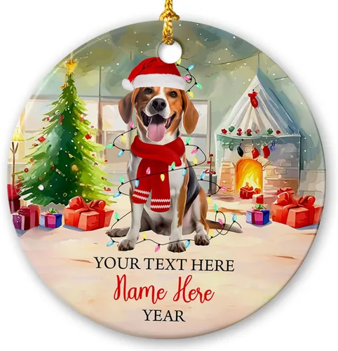 Vista 26 de Adorno de cerámica de Alaska Malamute de Feliz Navidad, decoración personalizada de Papá Noel, perro de Alaska Malamute nombre de perro, decoración