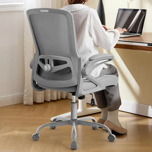Vista 15 de Silla de Oficina Ergonómica, Silla de Escritorio con Soporte Lumbar Ajustable, Sillas de Computadora Cómodas de Malla Transpirable con Reposabrazos
