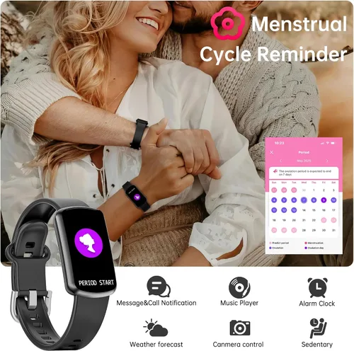 Vista 6 de Sunorshop Rastreador de fitness con frecuencia cardíaca 24/7, reloj inteligente con presión arterial y monitor de oxígeno en sangre, modo deportivo