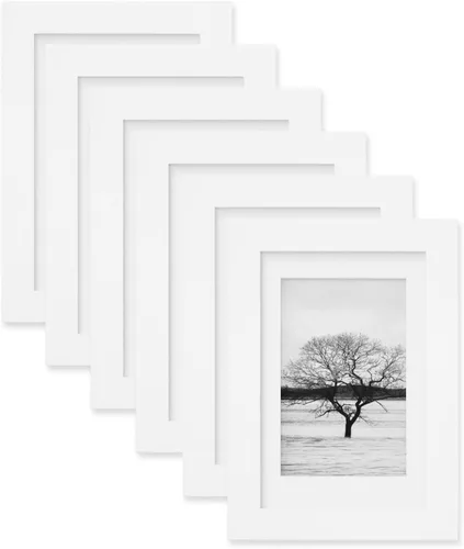 Vista 11 de Egofine - Juego de 6 portarretratos de 10 x 15 cm, hechos de madera maciza cubiertos por plexiglás 8 x 12 cm y 9 x 13 cm con paspartú o 10 x 15 cm