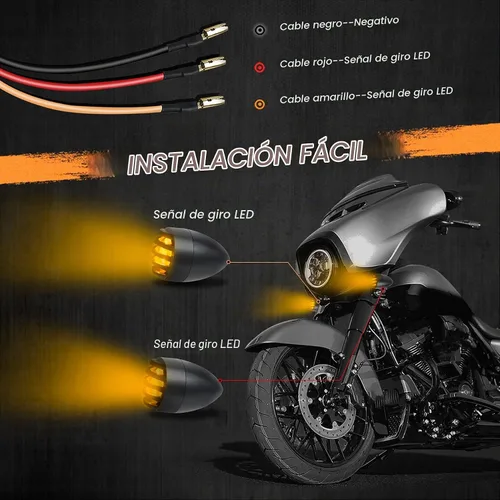 Vista 5 de Luces intermitentes NTHREEAUTO para motocicleta, faros intermitentes de LED, de aluminio y resistentes al agua, luces indicadoras universales