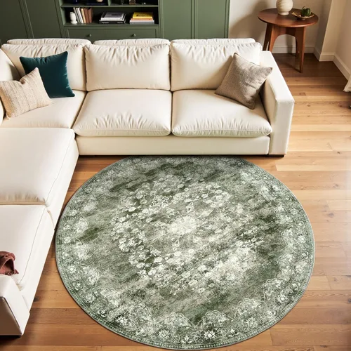 Vista 69 de jinchan Fiora - Alfombra lavable de área pequeña, alfombra de entrada floral de medio círculo de 2 x 3, tapete de media luna de pelo bajo, suave