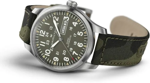 Vista 2 de Hamilton Reloj de hombre con esfera verde automático de campo caqui H70535061, Verde, Moderno