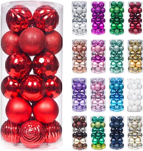 Vista 78 de XmasExp Juego de 24 mini esferas de Navidad inastillables para bolas de árbol de Navidad, 1.18 pulgadas (negro)