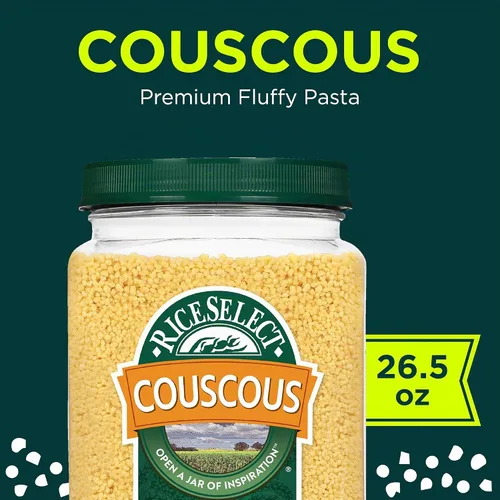 Vista 3 de RiceSelect Cuscús, pasta de cuscús de trigo estilo marroquí, sin OMG, tarro de 26.5 onzas, (paquete de 1)
