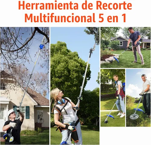 Vista 6 de Cortadora de setos a gas 5 en 1, desbrozadora multifunción de 41.5 cc, 2 tiempos, cortador de cepillo, sierra de poste, herramienta de césped a gas