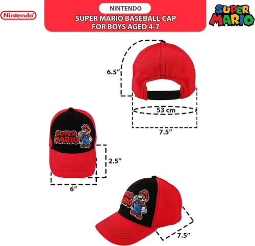 Vista 7 de Nintendo Boys' Baseball Cap, Super Mario Adjustable Kids Hat for Ages 4-7