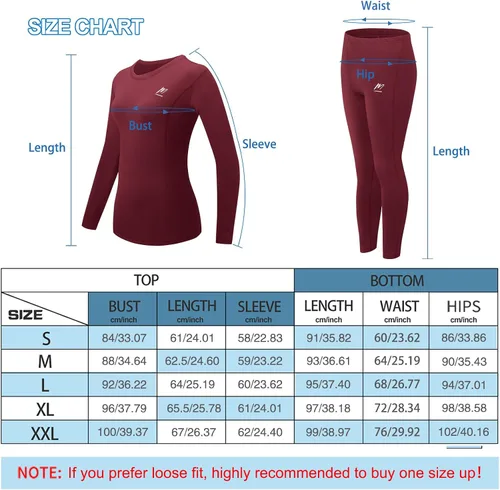 Vista 6 de Thermal Underwear for Women, Winter Warm Base Layer Compression Set, Fleece Lined Long Johns Running Skiing