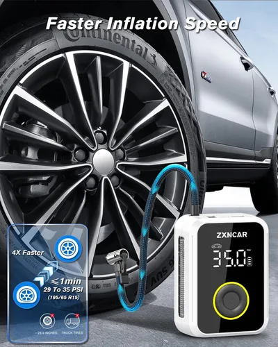 Vista 5 de Inflador inteligente de neumáticos de inflado rápido, compresor de aire portátil, batería recargable inalámbrica y bomba de aire automática de 12 V