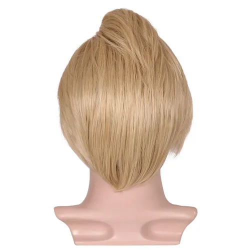 Vista 4 de ColorGround Peluca de cosplay corta rubia calva para hombre con máscara de ojos