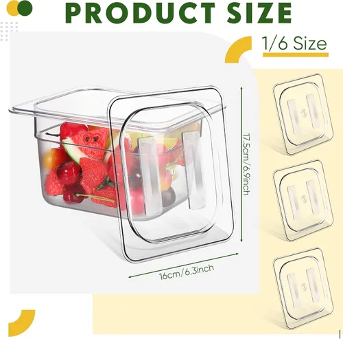 Vista 4 de 6 tapas de policarbonato para sartenes de alimentos con asa, 1/6 1/2 pulgadas, tapa transparente de plástico para hotel, tapas de hotel