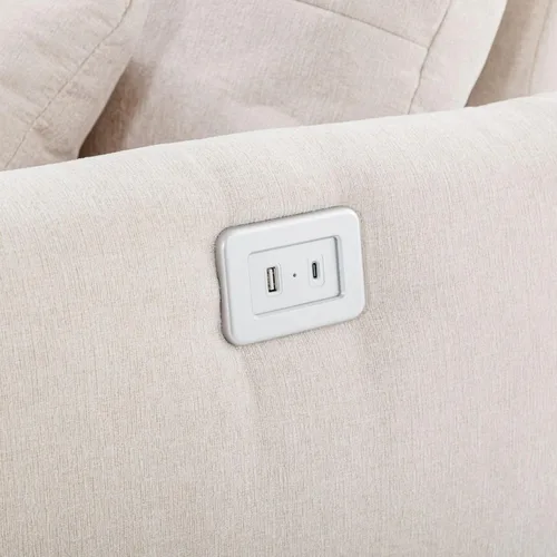 Vista 7 de KEVINSPACE Sofá moderno de 113.3 pulgadas, sofá de 3 plazas para sala de estar, sofá de tela de felpilla con puertos USB otomano, juego de 3