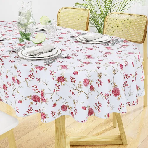Vista 7 de misaya Mantel rectangular de vinilo impermeable, mantel lavable con reverso de franela, mantel de plástico para cena, picnic, interior y exterior