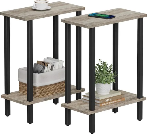 Vista 24 de TUTOTAK Mesa auxiliar pequeña, mesa de extremo estrecho, mesa de sofá delgada, mesita de noche delgada, mesa de sofá, sala de estar, dormitorio Negro