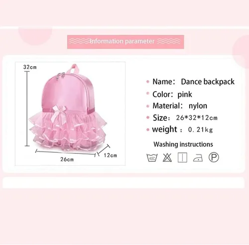 Vista 6 de Mochila de bailarina de princesa para niñas pequeñas, mochila de nailon, Rosado, balconcito