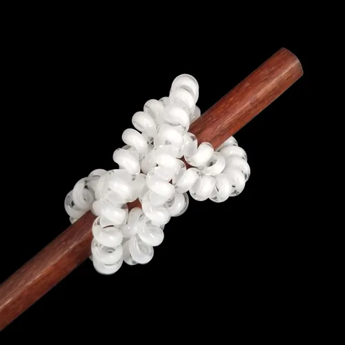 Vista 5 de 15 lazos para el cabello en espiral, sin pliegues, cable de teléfono, bobinas de plástico para el cabello en blanco