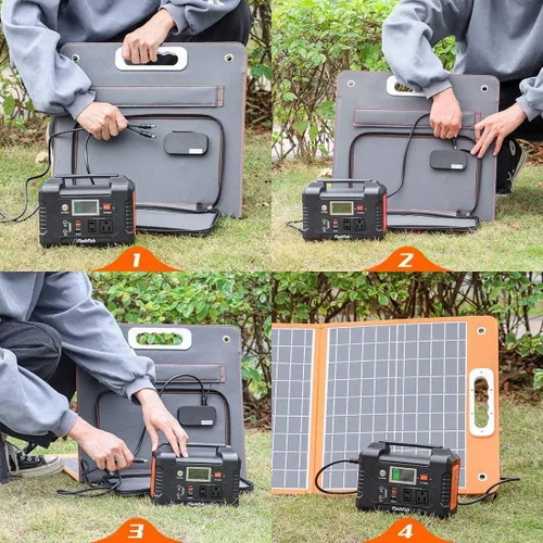Vista 5 de Generador solar con panel solar incluido, FF Flashfish 151Wh estación de energía portátil + panel solar de 100 W (salida CC/USB-A/USB-C), batería