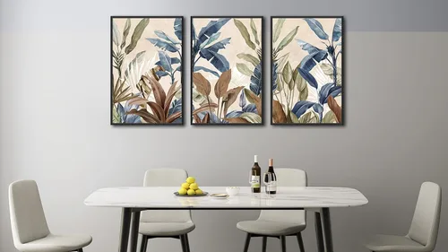 Vista 7 de Arte de Pared Botánico Enmarcado Grande - Decoración de Pared de Hojas Tropicales 16"x24" Juego de 3 Impresiones de Arte Bohemio Beige Pintura
