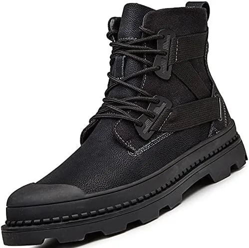 Vista 2 de Botas Chelsea para hombre, zapatos casuales de cuero para hombre, Oxford para hombre, color negro, talla grande de EE. UU. para cuero de vaca ancho