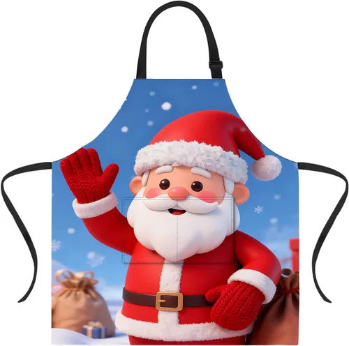 Vista 66 de ANNA QUEEN Delantal de Feliz Navidad para mujeres y hombres con bolsillos, delantal de muñeco de nieve, delantal de cocina ajustable para cocinero