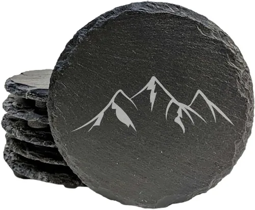 Vista 35 de Mountain Majesty - Posavasos de pizarra con impresionante diseño de escena de montaña, perfectos para decoración del hogar y la oficina y protección
