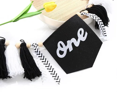 Vista 7 de Cartel de primer cumpleaños con borlas para silla de bebé, pancarta de un cumpleaños con borlas, pancarta para silla de bebé, suministros de fiesta