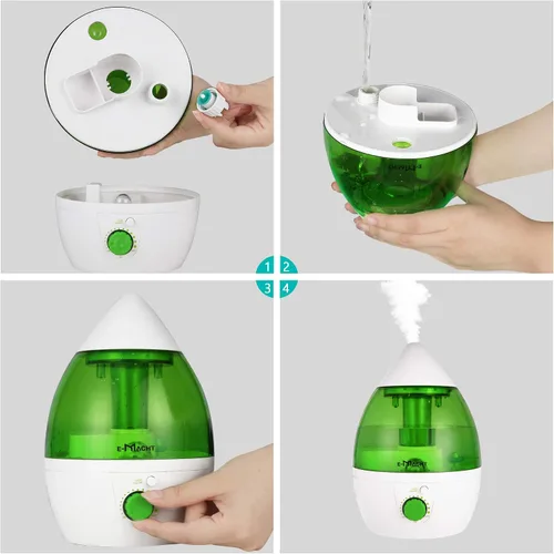Vista 5 de TRY & DO Humidificador de plantas pequeñas para interiores hasta 12 horas Humidificador de aire 1L con luz nocturna opcional humidificadores