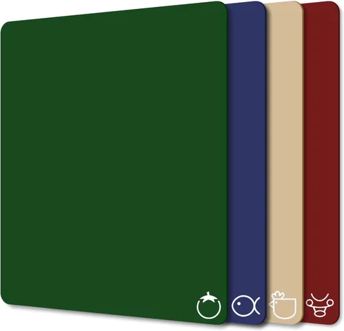 Vista 8 de WK Juego de 3 tapetes/tablas de cortar de plástico flexibles con labio, tabla de cortar plegable para cocina, tablas de cortar negras para carne