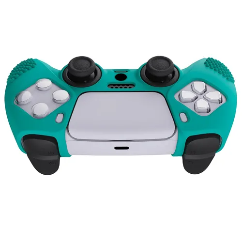 Vista 6 de eXtremeRate PlayVital Aqua Green 3D Studded Edition Anti-Slip Silicone Cover Skin for ps5 Controller, Soft Rubber Case for PS5 Wireless Controller