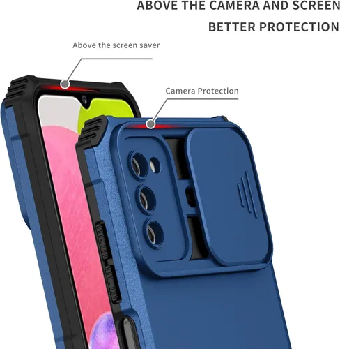 Vista 5 de Asuwish Funda de teléfono para Samsung Galaxy A03s versión de EE. UU. 5G 2022 con protector de pantalla y cubierta deslizante para cámara