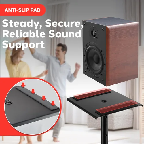 Vista 3 de Pyle Par de Soportes para Altavoces de Sonido - Soporte para Play 1 y 3, Altura Telescópica Ajustable de 26" - 52", Base Triangular de Tres Puntos