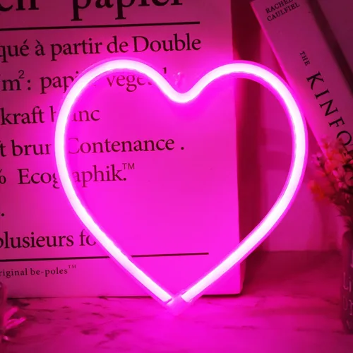 Vista 10 de Letreros de neón con forma de corazón para el día de San Valentín, luces LED de amor con USB y pilas para el hogar, pared, día de la madre, boda