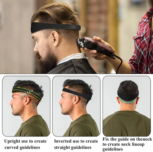 Vista 3 de Plantilla de afeitado de escote y guía de corte de cabello, banda de corte de pelo de silicona duradera curvada de alta calidad para cortes de pelo