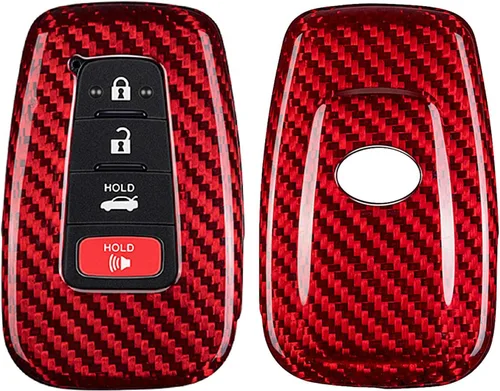 Vista 8 de Funda para llavero de fibra de carbono genuina para Toyota 86 GT86 Avalon C-HR Camry Corolla Highlander Land Cruiser Prado Prius RAV4 2016-2023