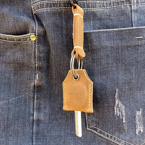 Vista 9 de handmade Keychain leather Protective Key Case Cover key fob protector Key Holder Small Home Storage Bag Key Ring Pouch