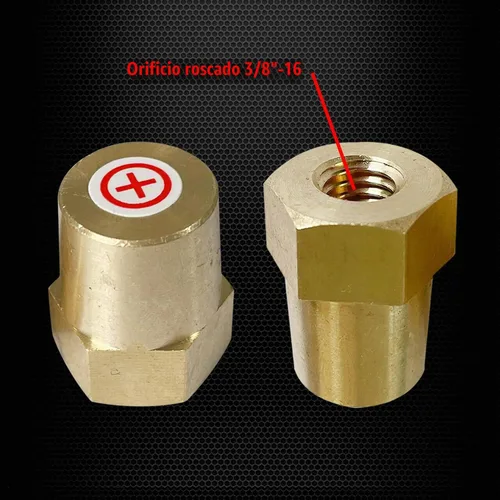 Vista 5 de Ampper 3/8"-16 rosca hembra de terminal de batería de latón adaptador de poste de terminal de batería postes de carga para extensión de perno