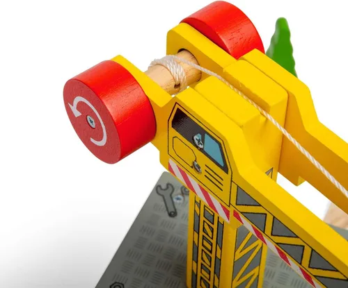 Vista 6 de Bigjigs Rail Grúa amarilla grande magnética - Otras marcas principales de carriles de madera son compatibles
