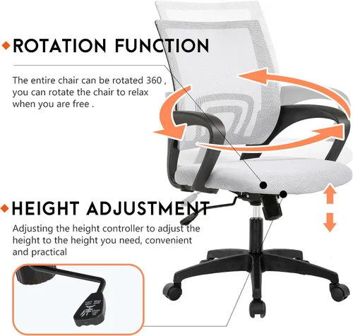 Vista 5 de PayLessHere Silla de oficina en casa, silla de escritorio para computadora, silla ergonómica ajustable, soporte lumbar, reposabrazos ejecutiva