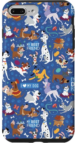 Vista 12 de Disney Funda para iPhone 17 con texto en inglés «Dogs I Love My Dog», color azul