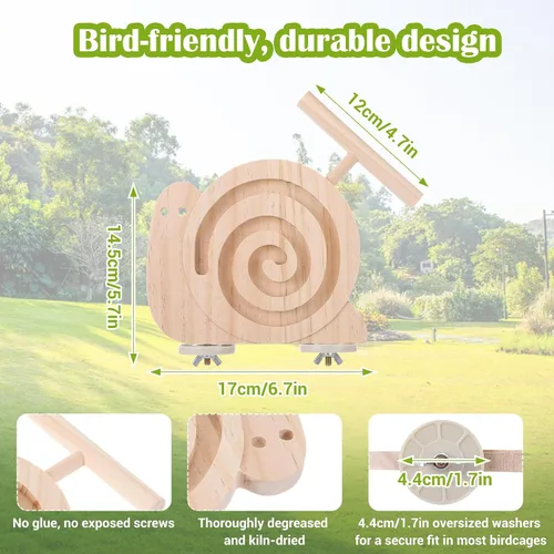 Vista 2 de Juguetes de forraje para pájaros con perca - Juguetes de madera para aves