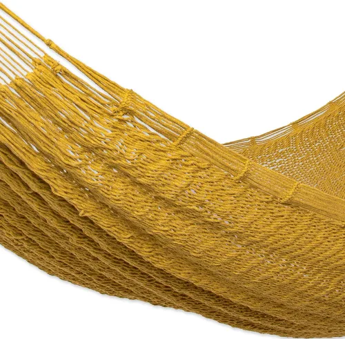 Vista 4 de Novica Handmade Uxmal Ocher Cotton Rope Hammock (Single)