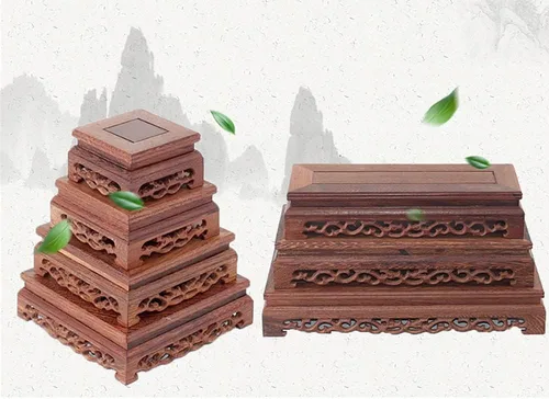 Vista 5 de GOLDY&WENDY Base de madera rectangular florero planta pecera escultura soporte de exhibición artesanía casera pedestal retro oriental carved