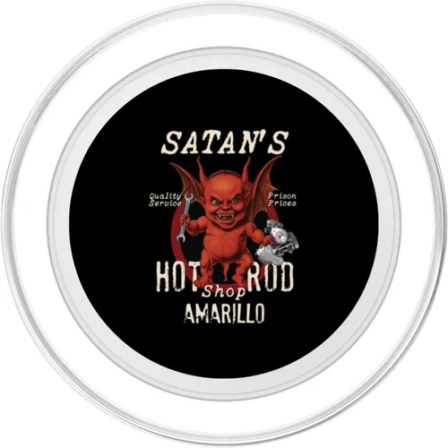 Vista 2 de Satan's Retro Hot Rod Shop Fat Devil AMARILLO Shovelhead PopSockets MagSafe PopGrip for iPhone