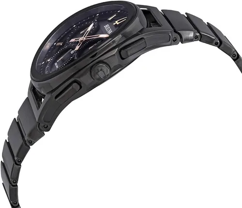 Vista 4 de Bulova Reloj cronógrafo automático para hombre con correa de acero inoxidable 98A206, Negro -, Pulsera