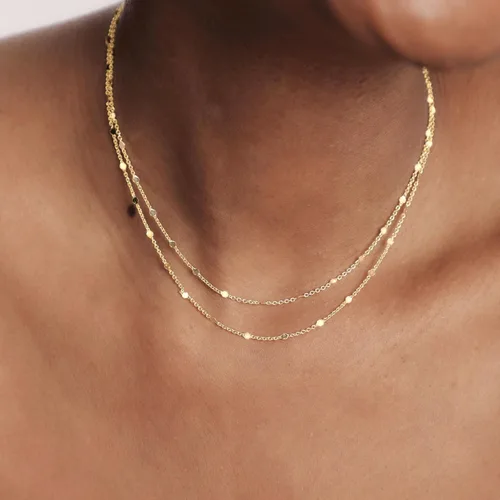 Vista 4 de Sewyer Gargantilla chapada en oro de 14 quilates para mujer, delicada, cadena de monedas, gargantilla de iluminación simple, collares de espina