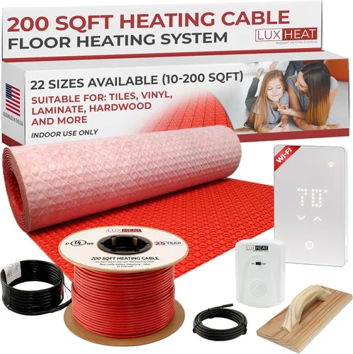 Vista 14 de LuxHeat Sistema eléctrico de calefacción por suelo radiante de 10 pies cuadrados - Sistema de calefacción de piso de 120 V para azulejos - Incluye